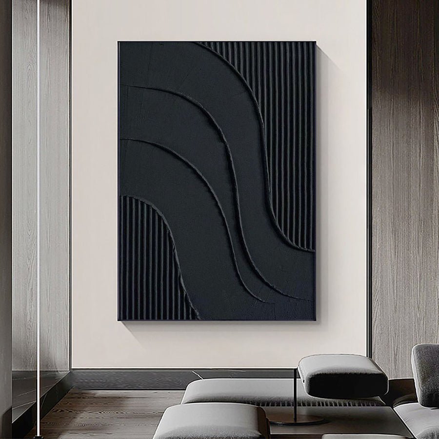 Black & White Abstract Painting #CXA 002 hand-painted oil painting