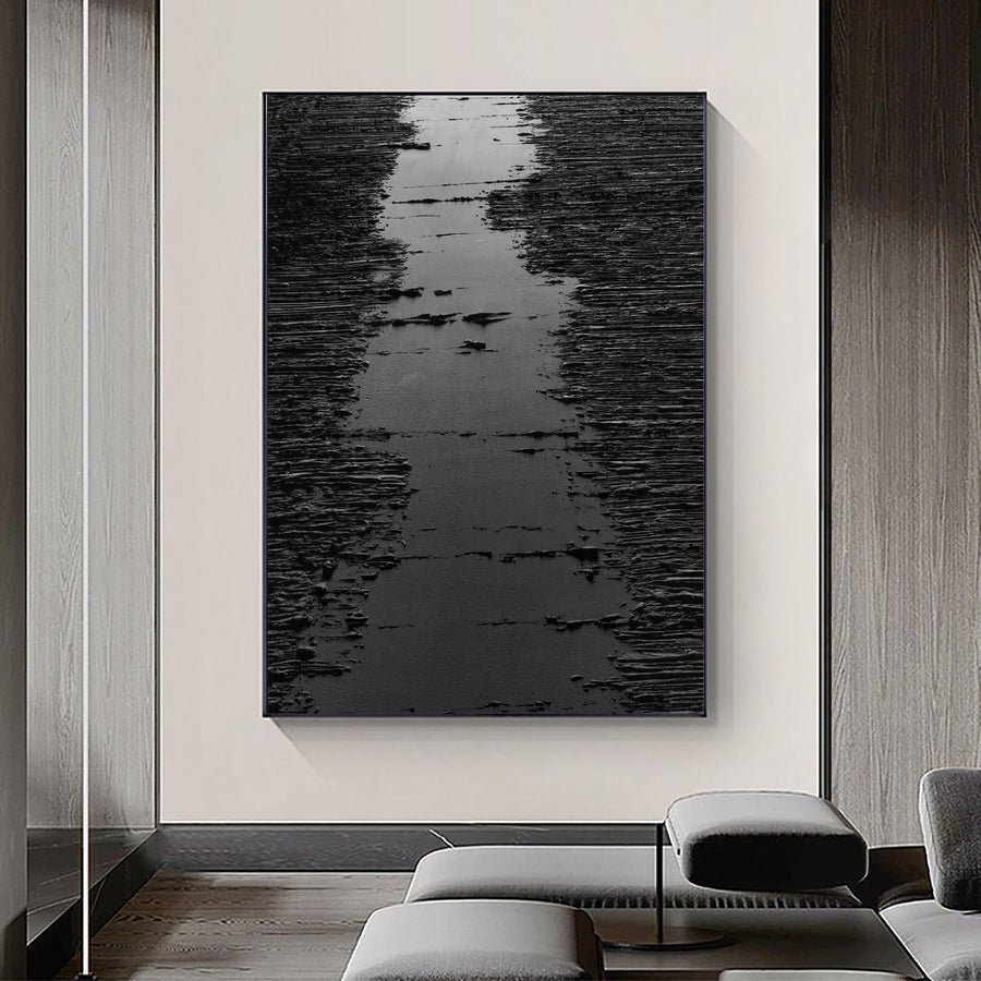 Black & White Abstract Painting #CXA 003 hand-painted oil painting