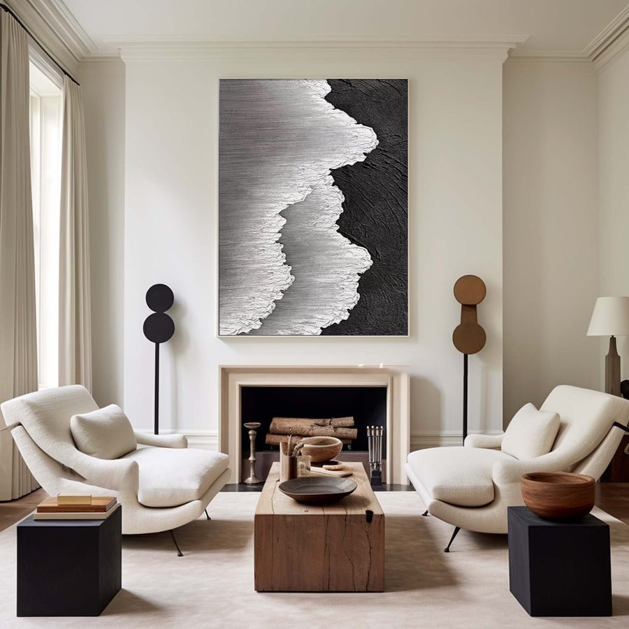 Black & White Abstract Painting #CXA 004 hand-painted oil painting