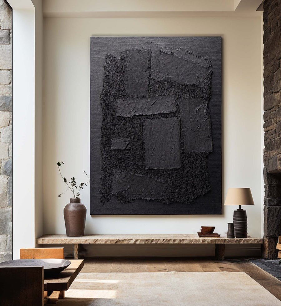 Black & White Abstract Painting #CXA 005 hand-painted oil painting