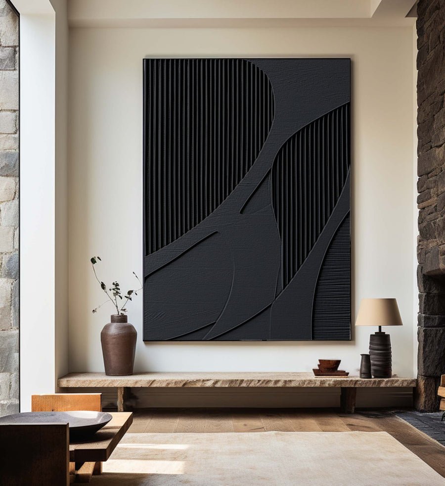 Black & White Abstract Painting #CXA 006 hand-painted oil painting