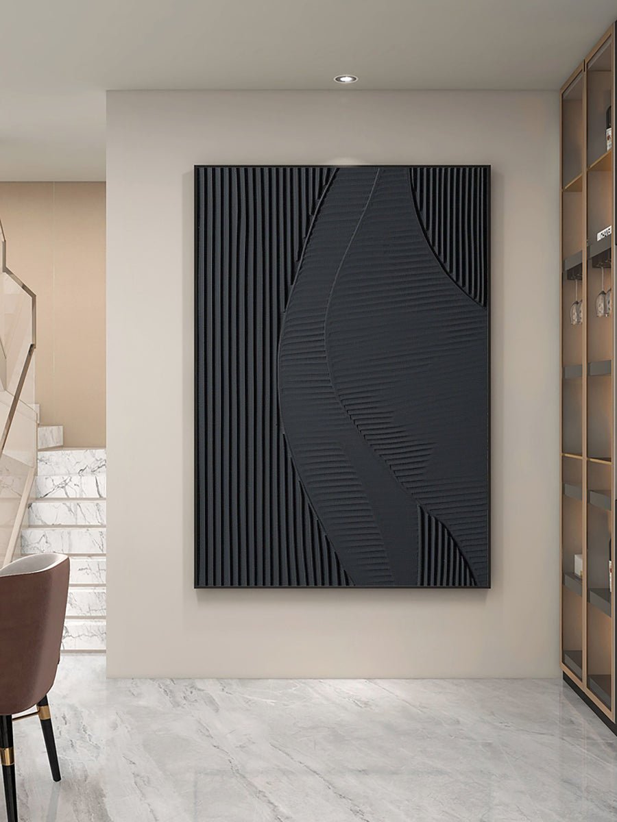 Black & White Abstract Painting #CXA 008 hand-painted oil painting
