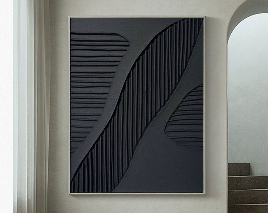Black & White Abstract Painting #CXA 009 hand-painted oil painting