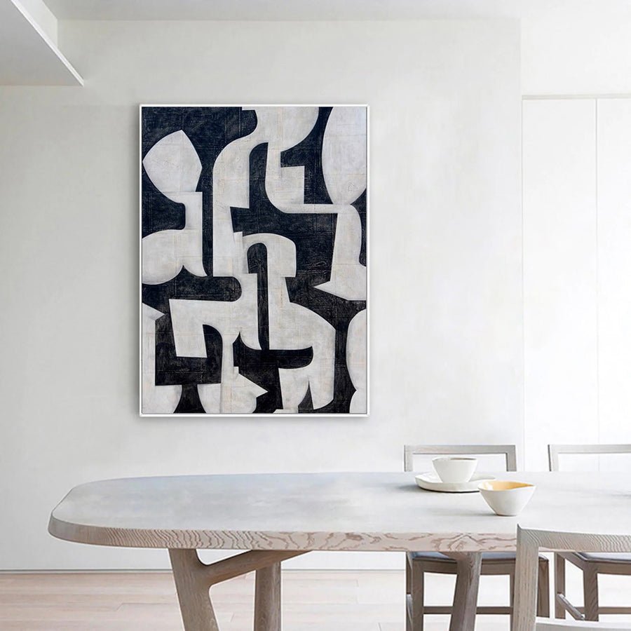 Black & White Abstract Painting #CXA 010 hand-painted oil painting