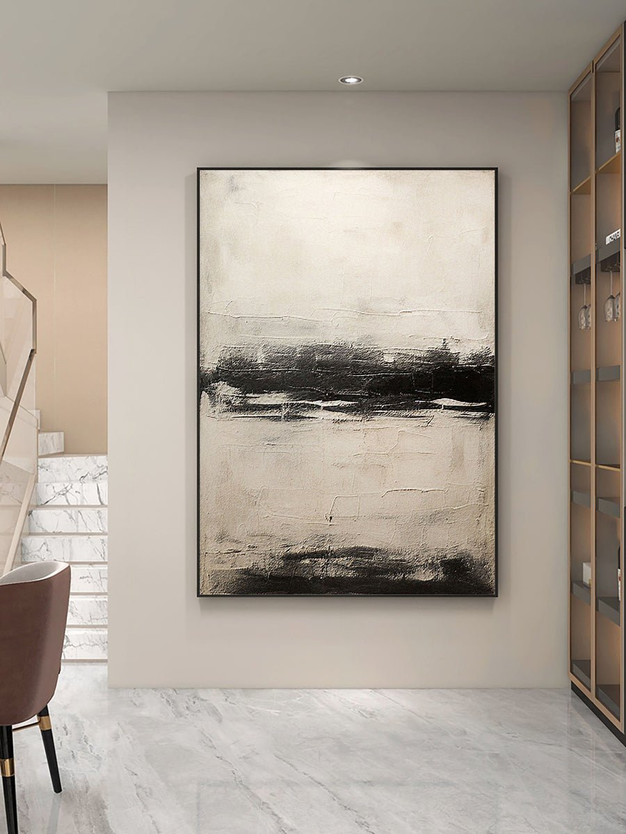 Black & White Abstract Painting #CXA 014 hand-painted oil painting