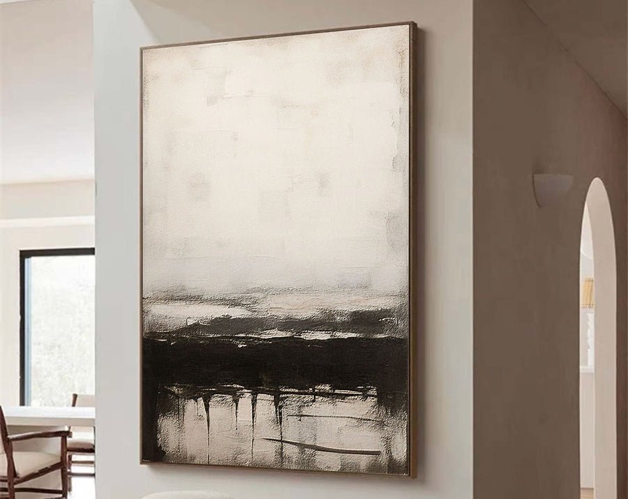 Black & White Abstract Painting #CXA 018 hand-painted oil painting