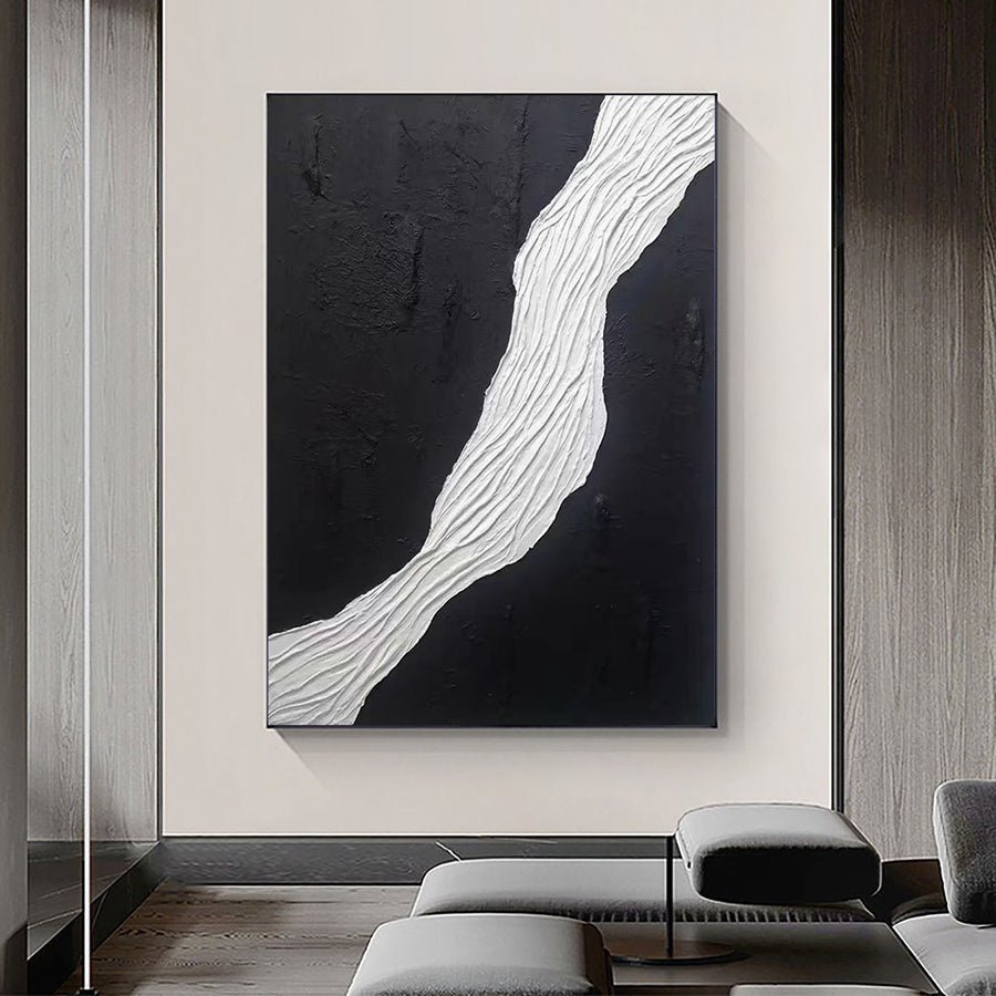 Black & White Abstract Painting #CXA 025 hand-painted oil painting