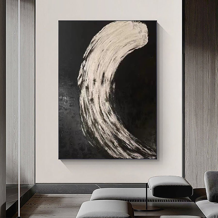 Black & White Abstract Painting #CXA 029 hand-painted oil painting