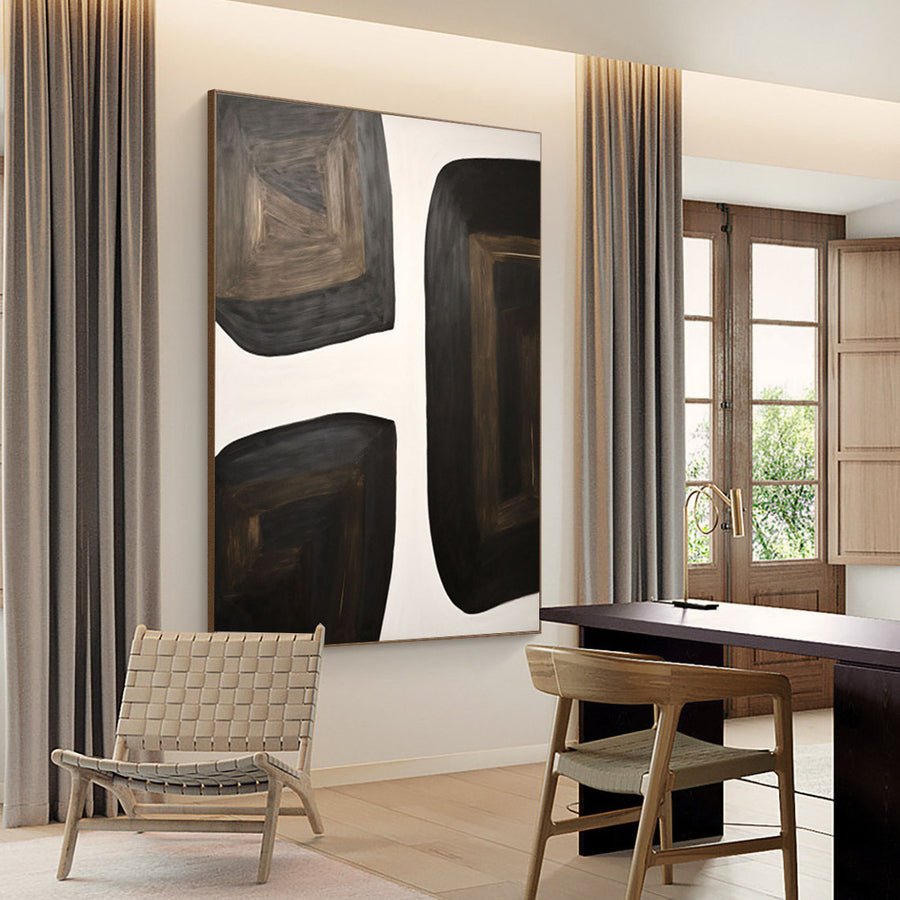 Black & White Abstract Painting #CXA 033 hand-painted oil painting