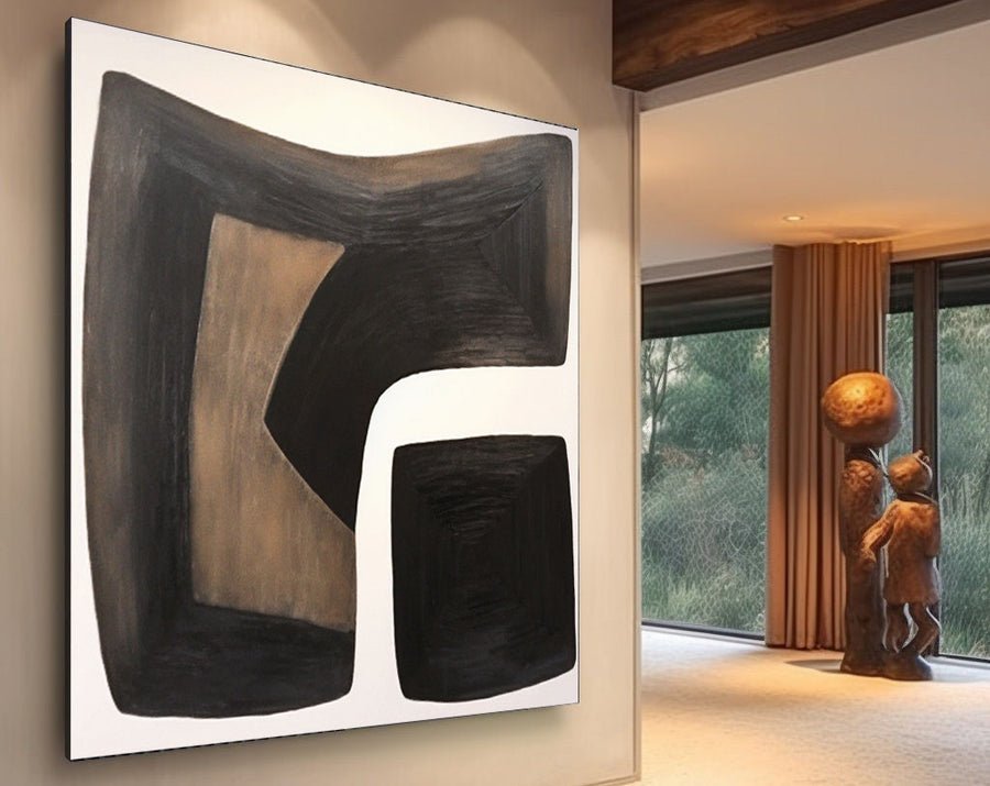 Black & White Abstract Painting #CXA 034 hand-painted oil painting