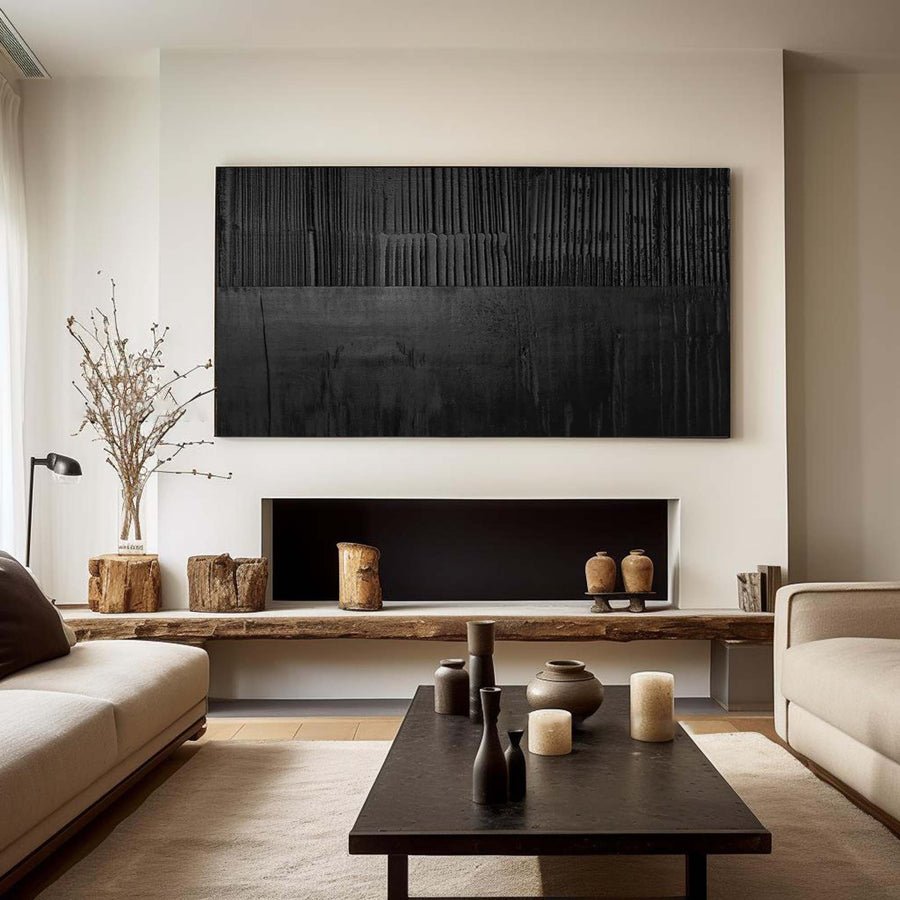 Black & White Abstract Painting #CXA 036 hand-painted oil painting