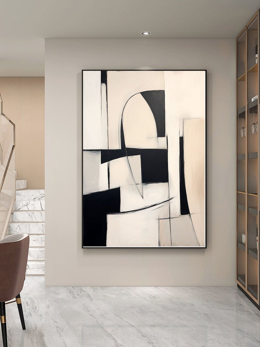 Black & White Abstract Painting #CXA 020 hand-painted oil painting
