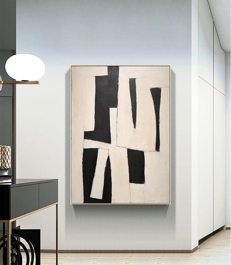 Black & White Abstract Painting #LL 001 hand-painted oil painting