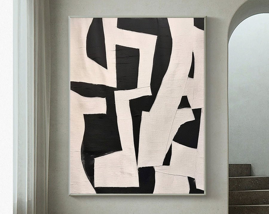 Black & White Abstract Painting #LL 002 hand-painted oil painting