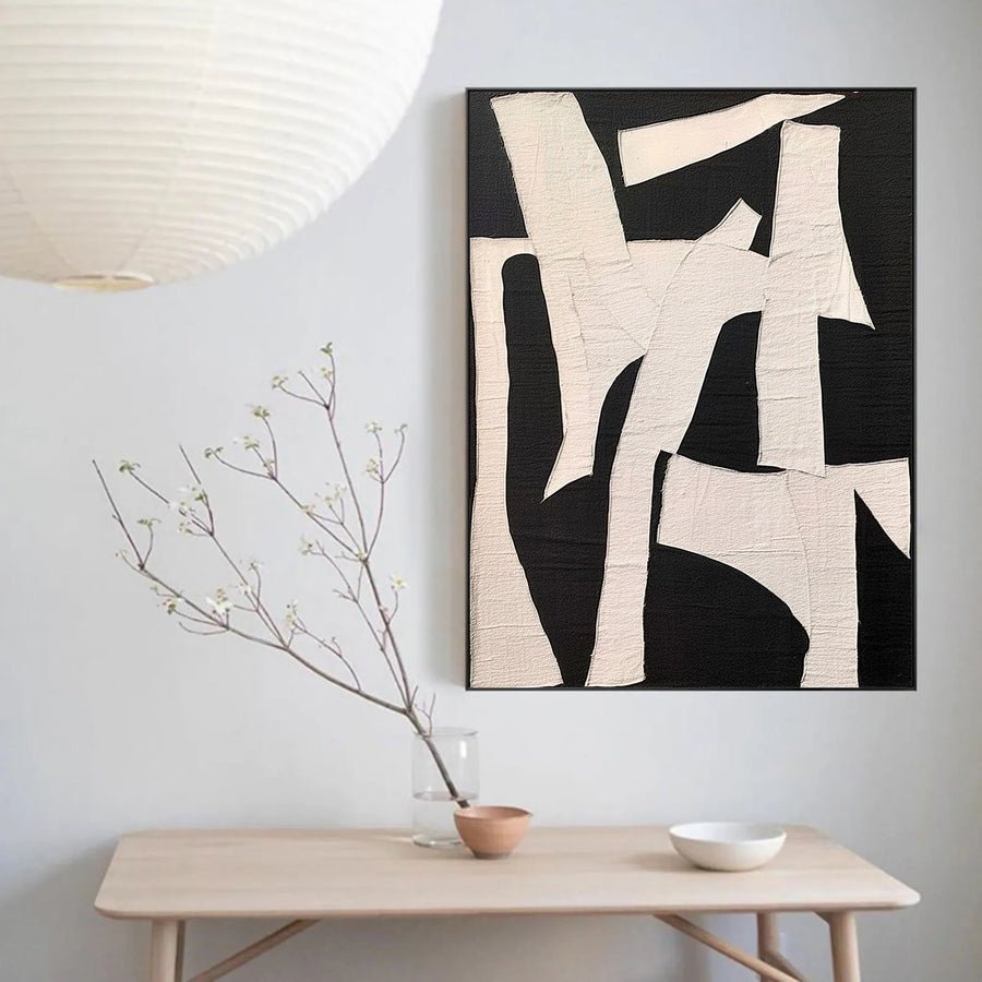 Black & White Abstract Painting #LL 004 hand-painted oil painting