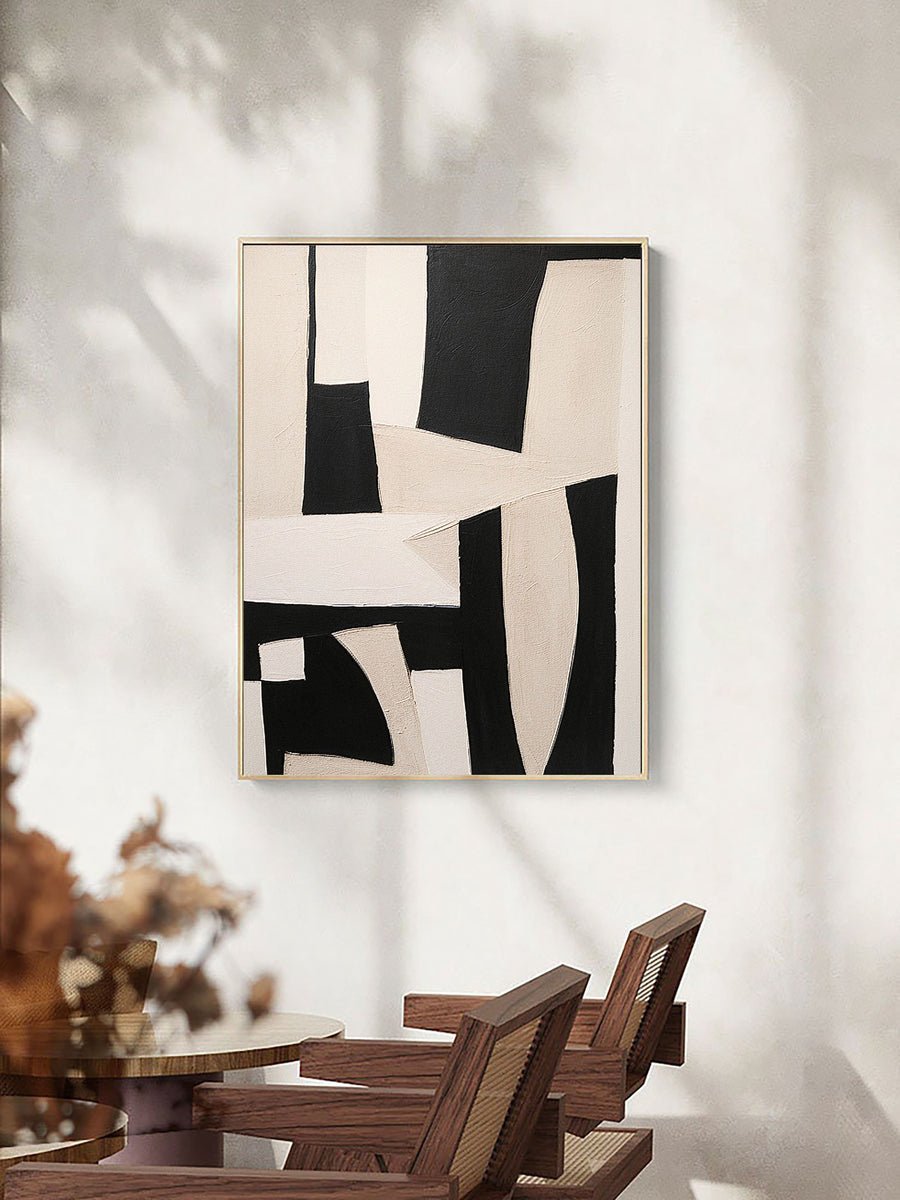 Black & White Abstract Painting #LL 005 hand-painted oil painting