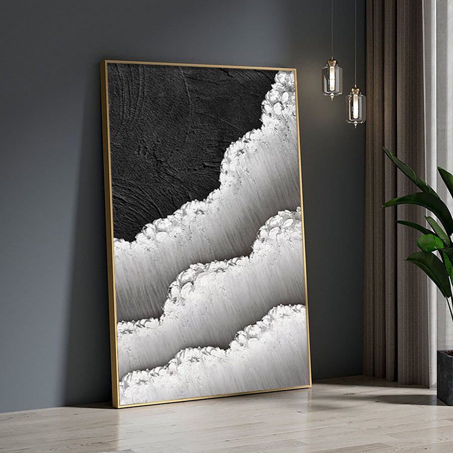 Black & White Abstract Painting #LL 006 hand-painted oil painting