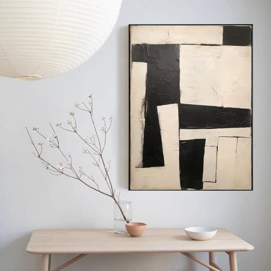Black & White Abstract Painting #LL 007 hand-painted oil painting