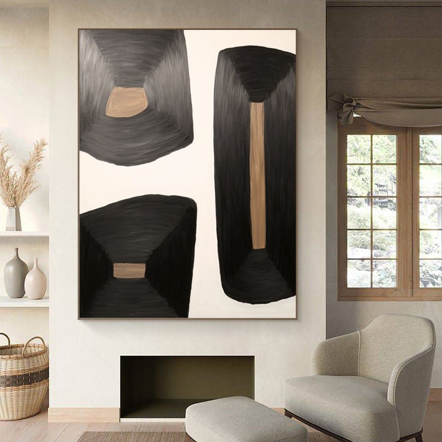 Black & White Abstract Painting #LL 010 hand-painted oil painting