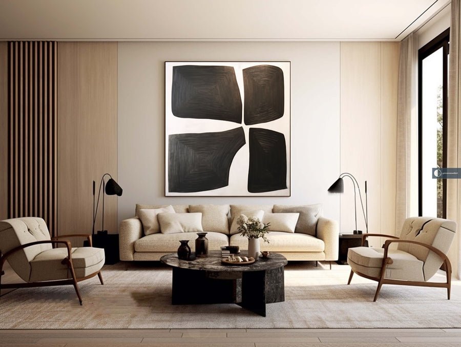 Black & White Abstract Painting #LL 011 hand-painted oil painting