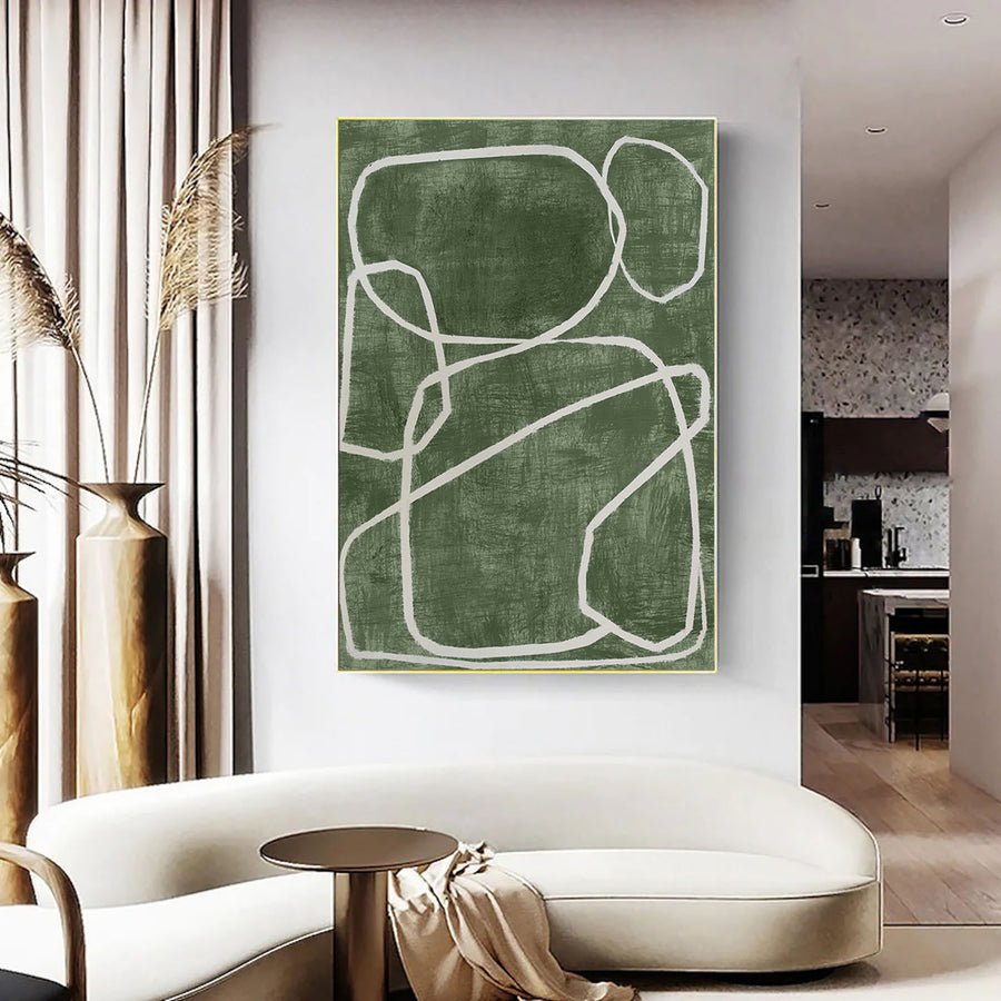 Blue & Green Abstract Painting #AVG 002 hand-painted oil painting
