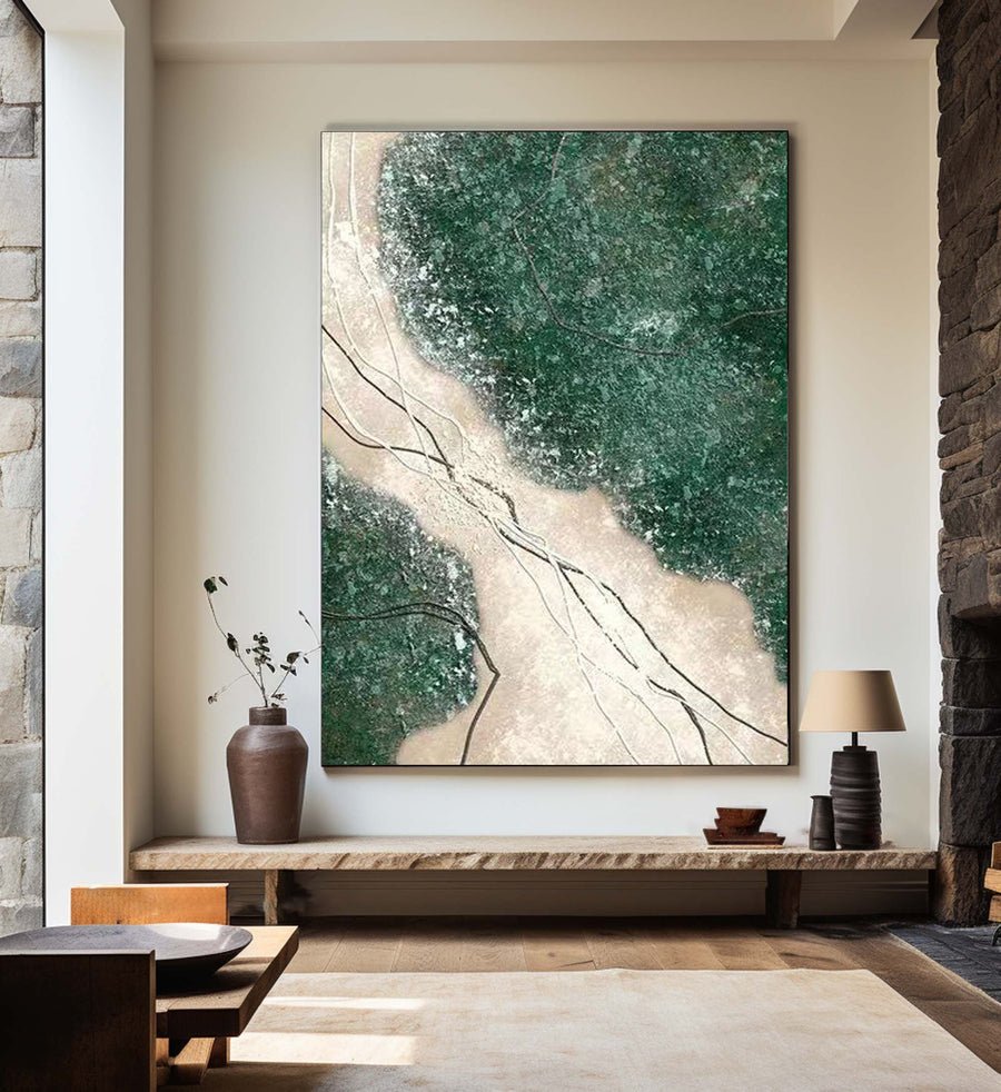 Blue & Green Abstract Painting #CXA 007 hand-painted oil painting