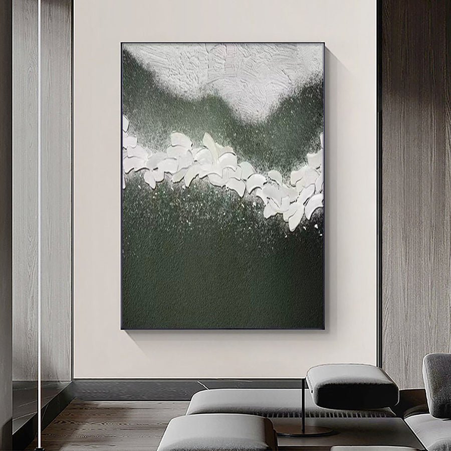 Blue & Green Abstract Painting #CXA 010 hand-painted oil painting
