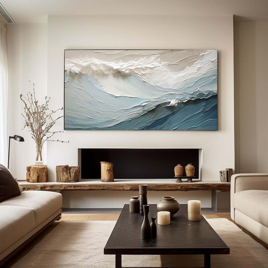 Blue & Green Abstract Painting #CXA 017 hand-painted oil painting