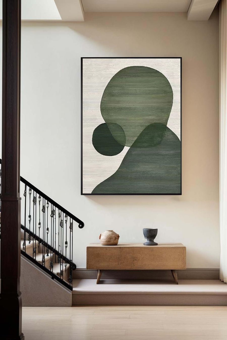 Blue & Green Abstract Painting #LL 002 hand-painted oil painting