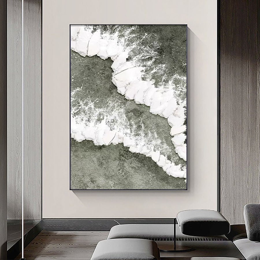 Blue & Green Abstract Painting #LL 006 hand-painted oil painting