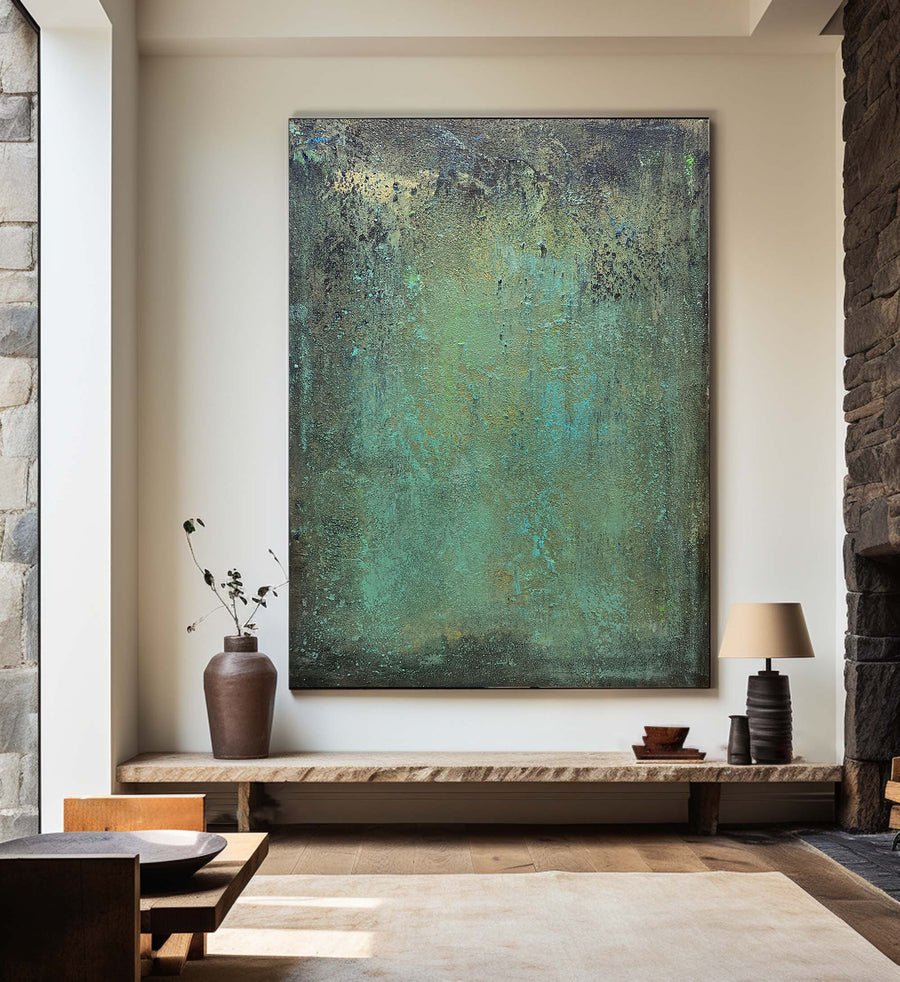 Blue & Green Abstract Painting #LL 014 hand-painted oil painting