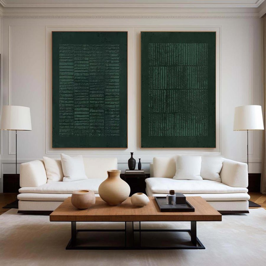 Blue & Green Abstract Painting  SET OF 2 #AVG 001 hand-painted oil painting