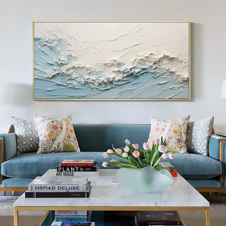 Blue & Green Minimalist Abstract Painting #BGM 003 hand-painted oil painting