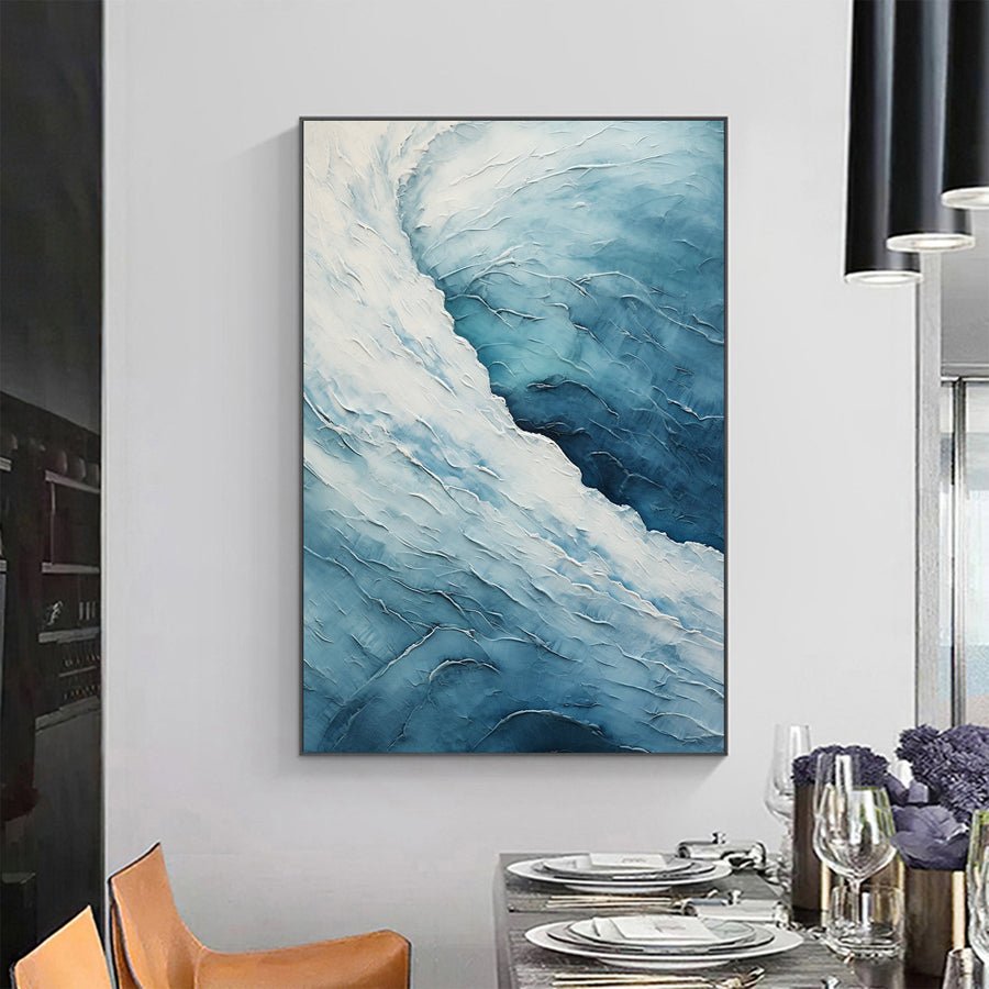 Blue & Green Minimalist Abstract Painting #BGM 004 hand-painted oil painting