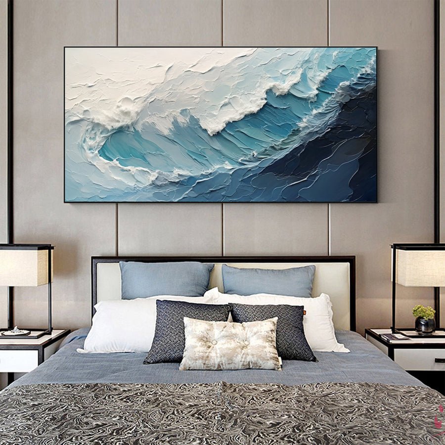 Blue & Green Minimalist Abstract Painting #BGM 006 hand-painted oil painting