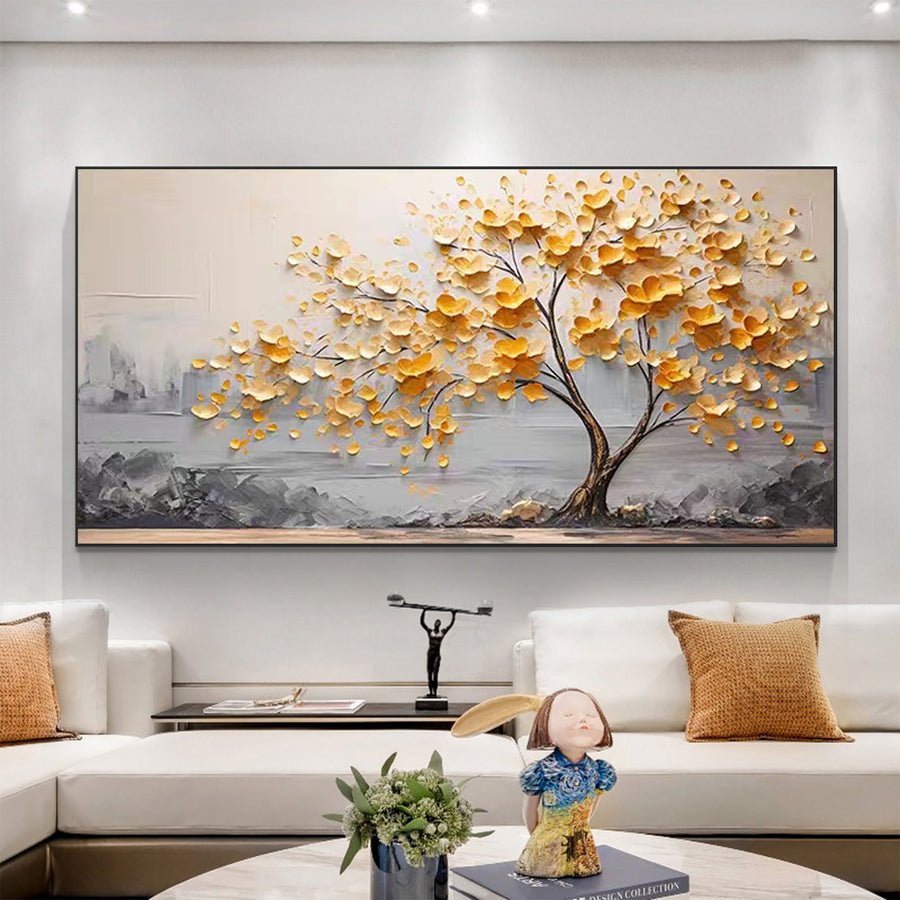 Golden Blossom Tree Art - Textured Wall Decor #BGM 010 hand-painted oil painting