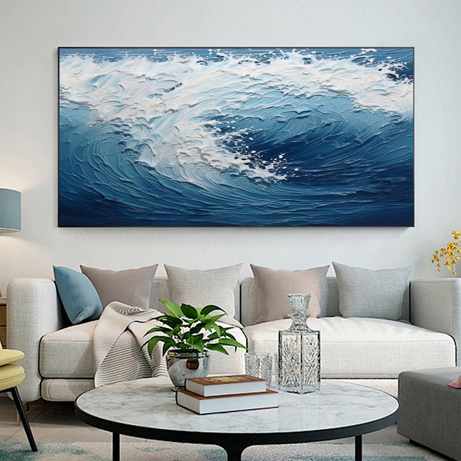 Blue & Green Minimalist Abstract Painting #BGM 020 hand-painted oil painting