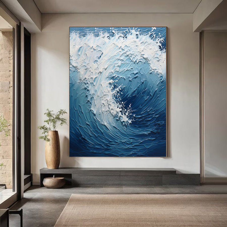 Blue & Green Minimalist Abstract Painting #BGM 025 hand-painted oil painting