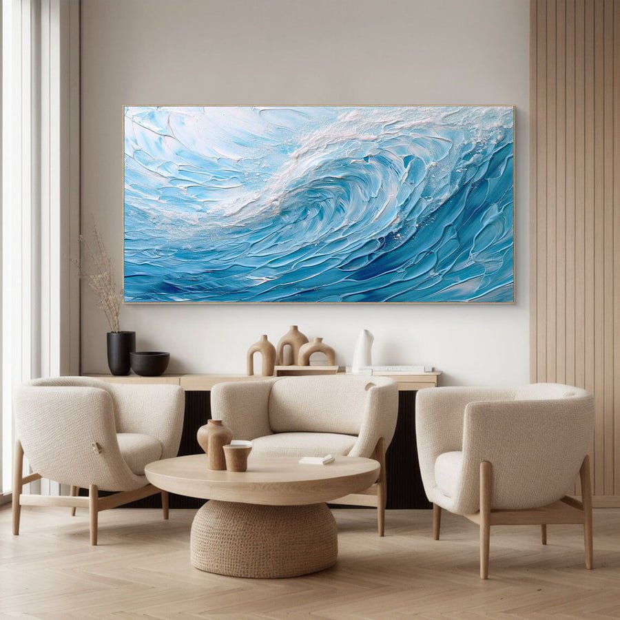 Blue & Green Minimalist Abstract Painting #BGM 026 hand-painted oil painting