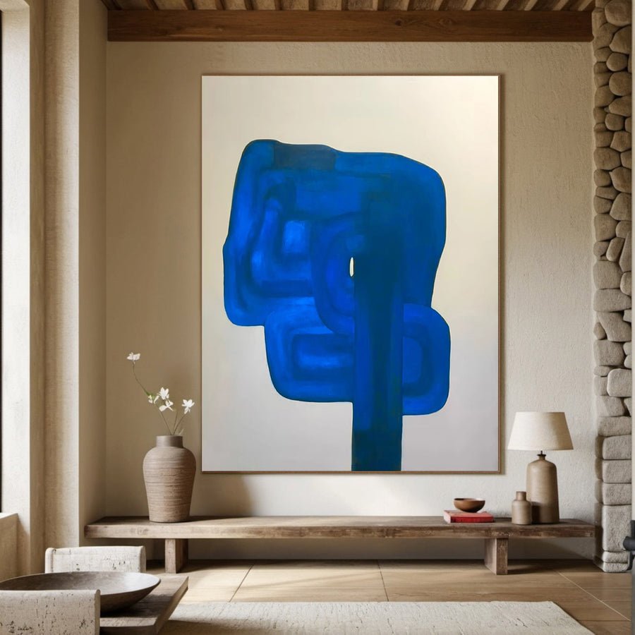 Blue Monolith: Abstract Expressionist, Vibrant Blue Canvas #BGA 119 hand-painted oil painting