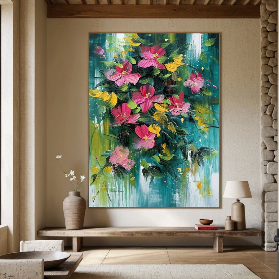 Botanical Beauty Canvas Print Colorful Abstract Floral Art #FT 016 hand-painted oil painting