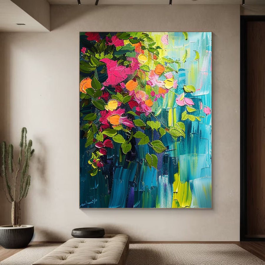 Botanical Beauty Canvas Print Colorful Abstract Floral Art #FT 017 hand-painted oil painting