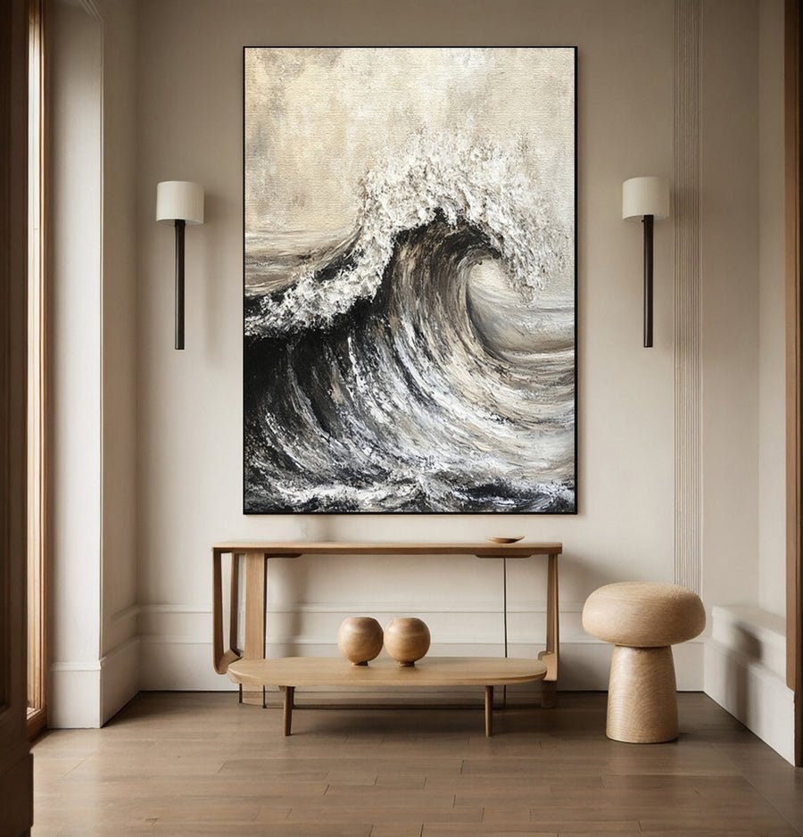 Brown Abstract Ocean Wave Relief with Bold Tactile Surface #BGA 265 hand-painted oil painting