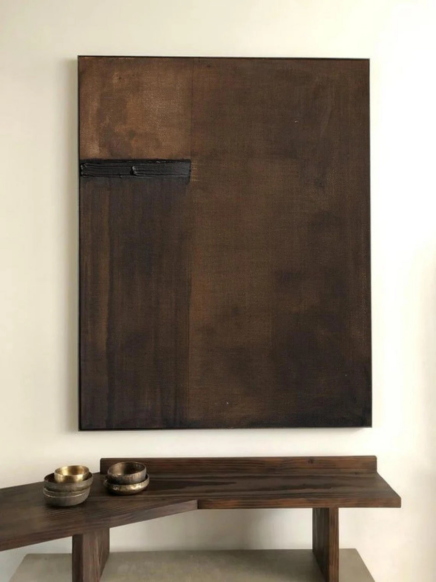Brown Tonal Art, Wabi-Sabi Modern Minimalist Wall Decor #BGA 098 hand-painted oil painting