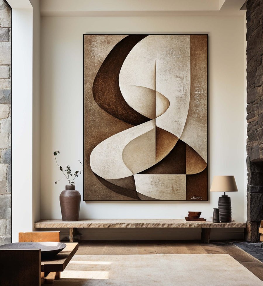 Brown Tones Abstract Wall Art Elegant Modern Decor #BBA 021 hand-painted oil painting
