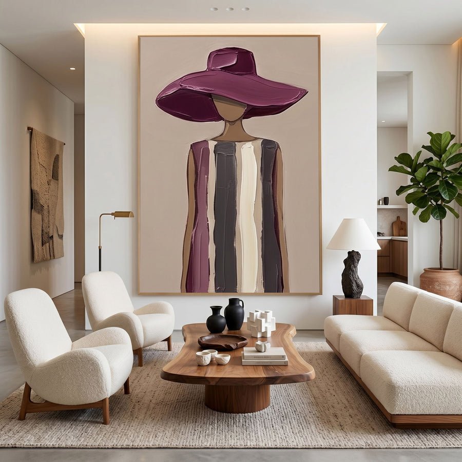 Burgundy Western Muse Wall Art #AVG 126 hand-painted oil painting