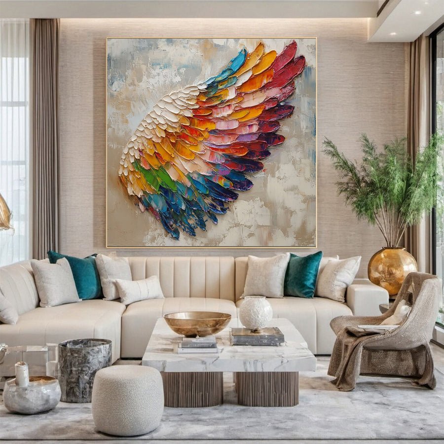 Color Flight Dynamic Feather Textured Artwork #CAP 002 hand-painted oil painting