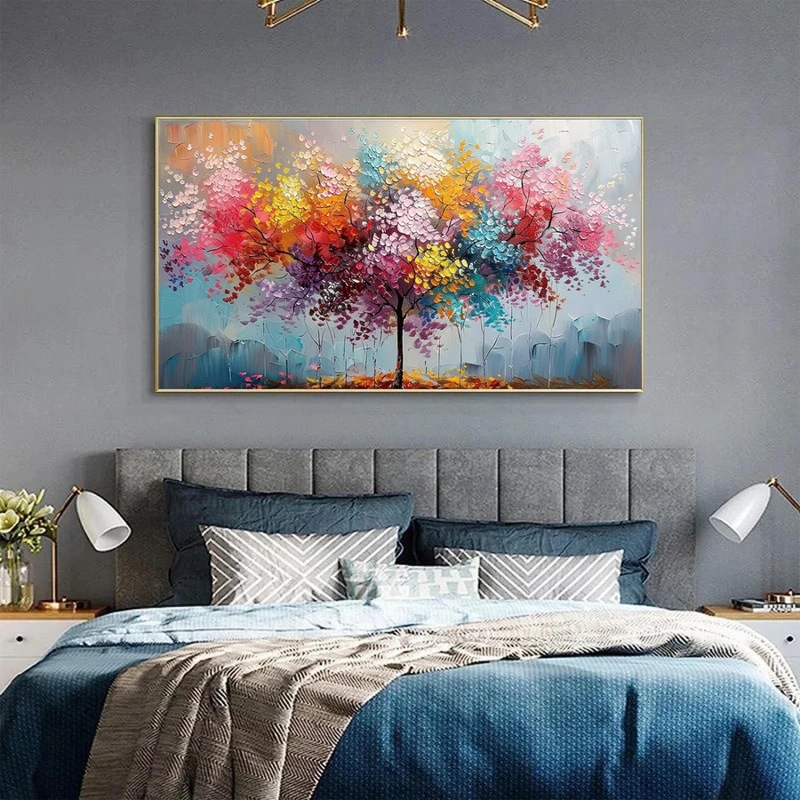 Colorful Abstract Tree Painting for Modern Spaces #BGA 033 hand-painted oil painting
