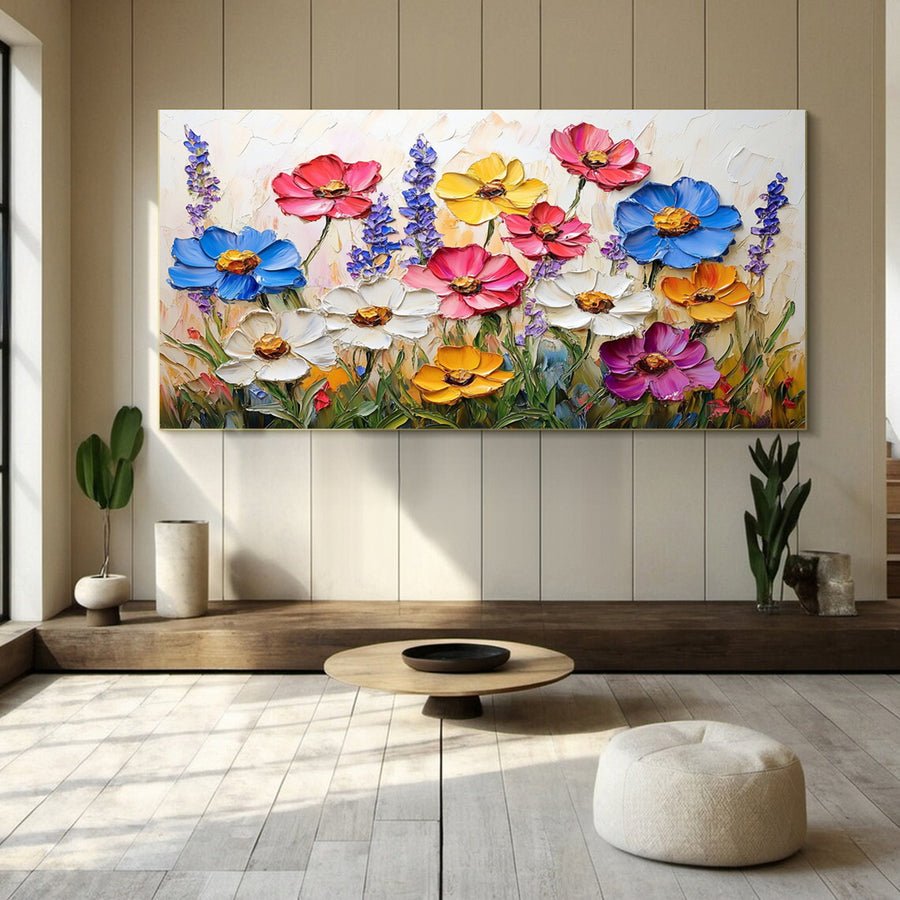 Colorful Lotus Blossom Canvas Art Hand-Painted Floral Wall Decor #FT 062 hand-painted oil painting