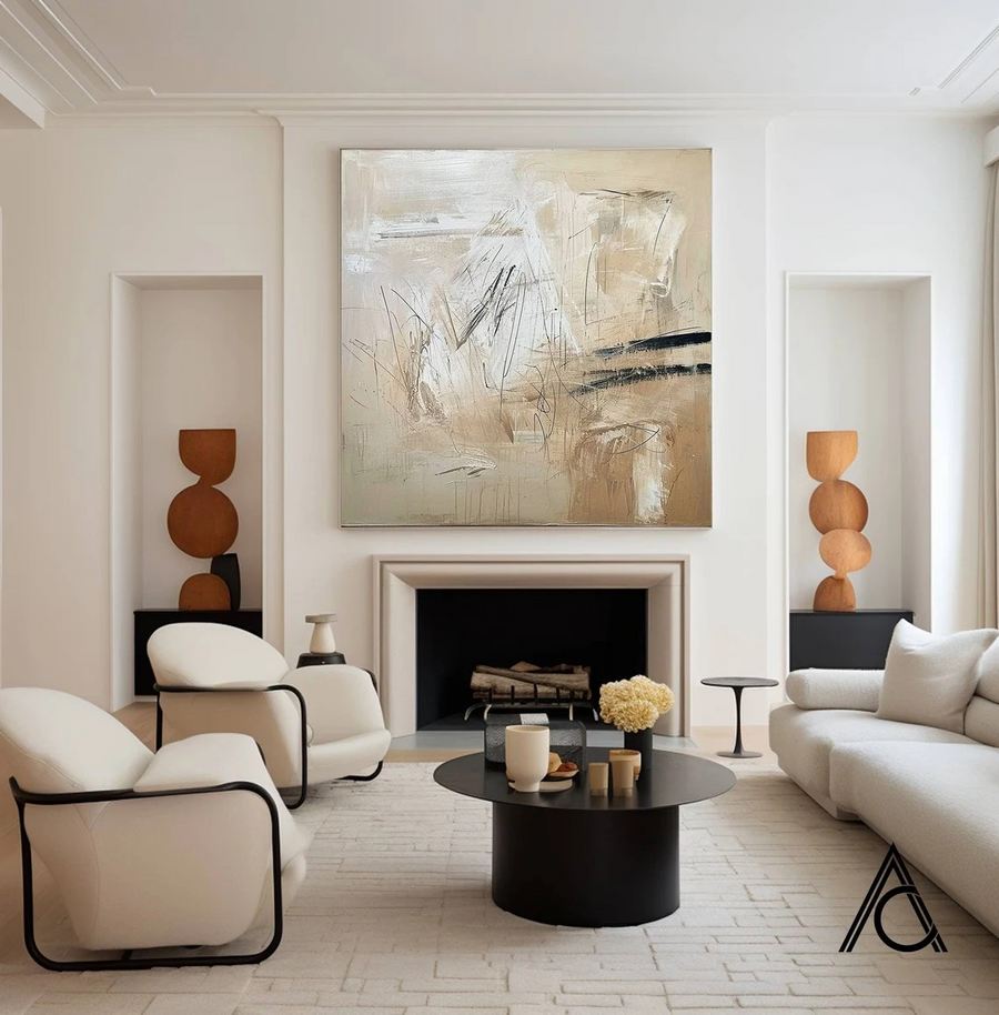 Contemporary Abstract Art in Warm Neutral Tones #WSA 015 hand-painted oil painting